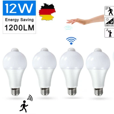 1/4x E27 LED Glühbirne Birne mit Bewegungssensor Bewegungsmelder PIR Licht Lampe - Bild 1 von 4