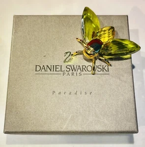 Daniel Swarovski Crystal Paradise Olive Green Gilt Sterling Fly Figure Brooch - Picture 1 of 9