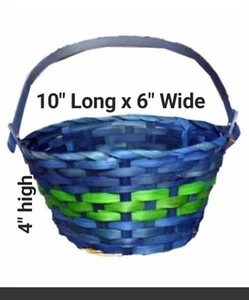 Spritz Holz Gewebt 9" Bambus Oval Osterkorb Blau/Grün 10" B x 6" L x 4" T - Bild 1 von 2