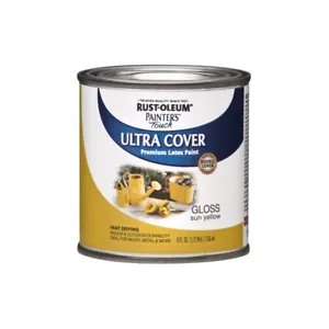 Rust-Oleum Painters Touch Ultra Cover Gloss Sun Yellow Premium Latex Paint 8oz - Picture 1 of 1