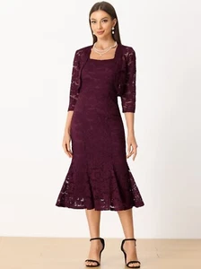 Allegra K Lace Sleeveless Fishtail Sheath Dress Burgundy Size Small NWT - Picture 1 of 10