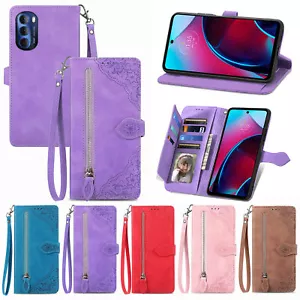 For Motorola Moto G / G Stylus / G Power / Edge 2025 Women Zipper Wallet Case - Picture 1 of 10