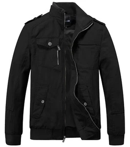 Chaqueta militar informal para hombre Wantdo chaqueta de bombardero cuello alto chaqueta de lona - Imagen 1 de 54