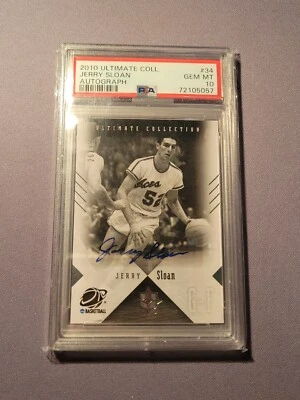 2010 UD Ultimate Collection Jerry Sloan Auto /99 PSA 10 Gem Mint Bulls POP 1 - Image 1 of 2
