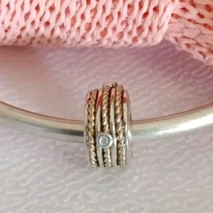 MICHAEL HILL 10K GOLD & 925 STERLING SILVER - FILIGREE CHARM WITH DIAMONDS - Picture 1 of 6