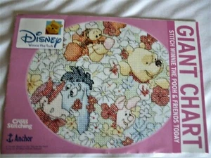 New Giant Cross Stitch Chart Winnie the Pooh and Friends Measures 9in x 10in - Picture 1 of 3