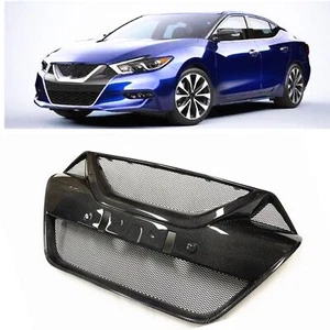 For 2016-2018 Nissan Maxima Carbon Fiber Front Bumper Grille Grill Mesh Cover - Picture 1 of 10