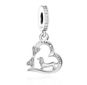 💝 Dachshund Sausage Weiner Dog Charm 925 Sterling Silver Memorial - Picture 1 of 1