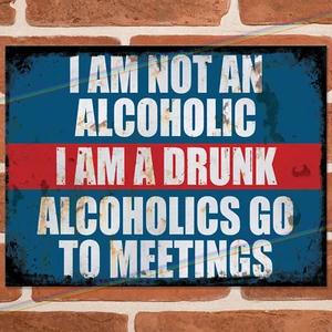 NOT AN ALKOHOLIC lustige Metallschilder Mancave Pub Schuppen Bar Höhle Geschenk Blechschild UK - Bild 1 von 3