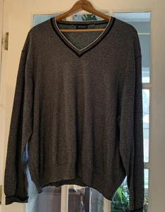 Bobby Jones Cotton and Cashmere V-Neck Sweater Men's XXL Navy Striped - Picture 1 of 10