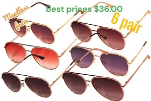 Wholesale Lot 6 Pairs Quality Metal Aviators ￼ Fc6443 - Picture 1 of 6