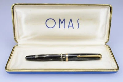 Omas 555/S Brev. 445846 "Marbled" Pistone" Nib Extra 14Kt-585 Made Italy 1950s - Immagine 1 di 4