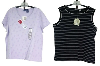 Mujeres Damas Lote 2 Camisetas Prendas para el torso Lila Azul Marino Manga Corta Talla XL NUEVO Foto 1 de 4