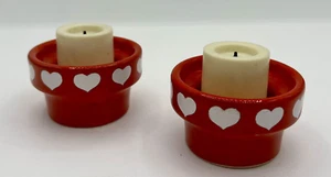 2 Vtg Waechtersbach West Germany White Large Heart 2 Votive Candle Holders - Picture 1 of 7