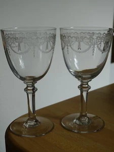 SAINT LOUIS 2 ANCIENS VERRES VIN ROUGE CRISTAL MOD MILLET ht 13 cm 1920 lot n°2 - Picture 1 of 6