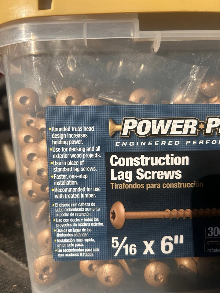 "50 tornillos retardantes Power Pro para construcción 5/16 X6"" 48925" Foto 1 de 4