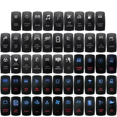 12V/24V BLAU & ROT Dual LED Wippschalter EIN AUS 5Pin Auto Boot Marine SUV ATV