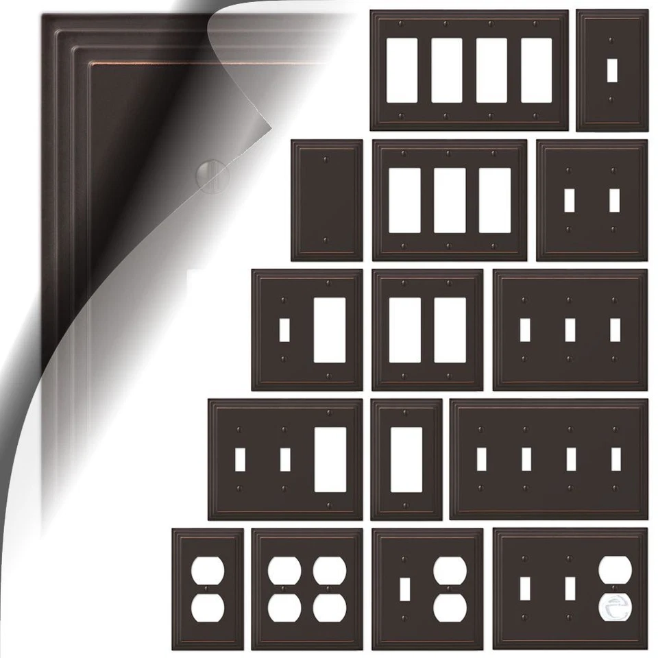 AMERELLE Aged Bronze Switch Plate Cover Steps Wallplate Duplex Outlet Toggle Rocker GFCI