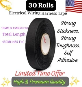 30 Roll 15M X 19MM Electrical Wiring Harness Cloth Tape SUV Car Auto Vinyl 3M - Picture 1 of 6