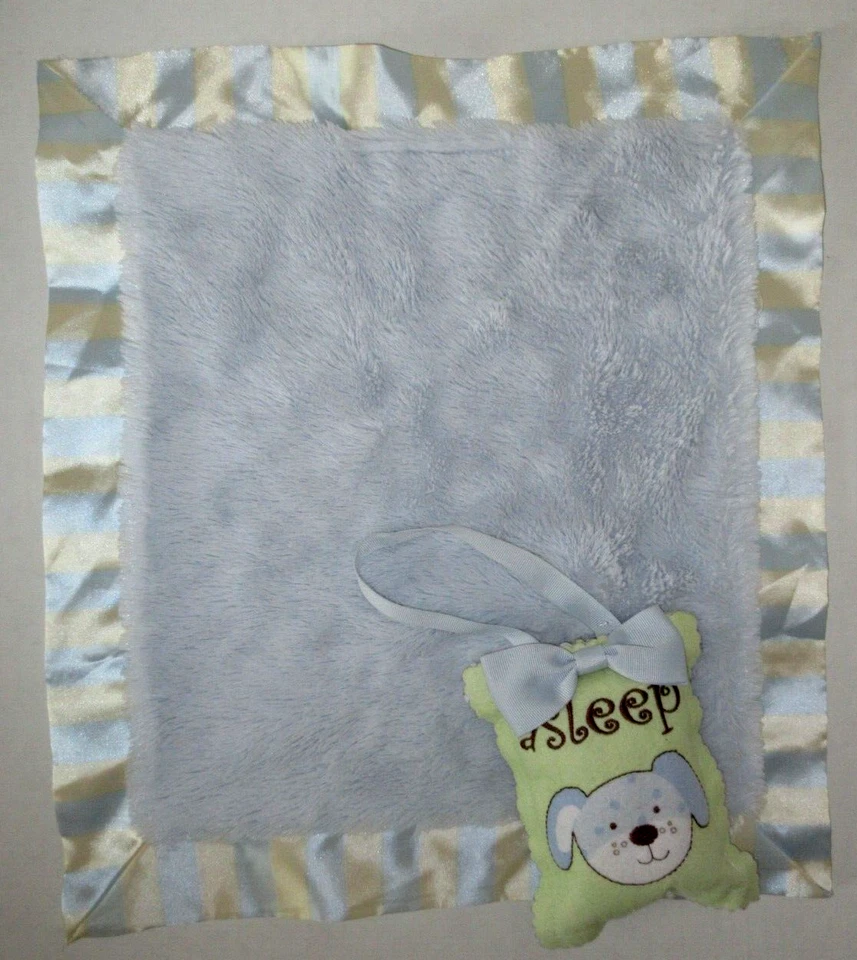 Cocalo Baby безопасности одеяло синий желтый полоски атласный плюшевый + щенок двери вешалка - Изображение 1 из 4