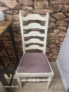 3 Vintage Solid Wood Farmhouse Ladder Chairs - Picture 1 of 3