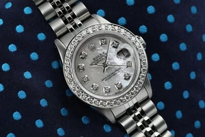 Rolex Datejust Ladies Lady 26 Watch White Mother of Pearl Diamond Dial & Bezel - Picture 1 of 8