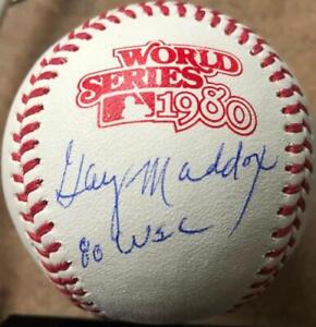 Garry Maddox Autographed Rawlings Official 1980 World Series Baseball 1980 WSC I