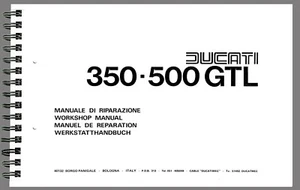 DUCATI 350 500 GTL WORKSHOP MANUAL REPAIR TALLER SERVICE BOOK ON PAPER - Imagen 1 de 4