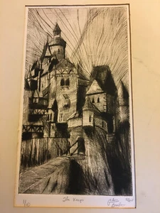 Estampado limitado en blanco y negro, ""The Keep", 1/10, fechado 5/84, firmado - Imagen 1 de 5