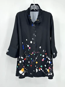 DAMEE Shirt Top Bluse Tunika 3/4 Arm Artsy Art to Wear Farbspritzer plus 3X - Bild 1 von 8