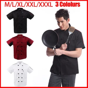 Unisex Mesh Sleeve Chef Coat Jacket Restaurant Hotel Cook Short Clothes Uniform - Picture 1 of 15