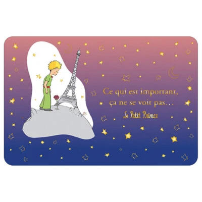 Carte postale Kiub Le Petit Prince, la Rose et Tour Eiffel (15x10cm)