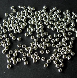1000 SILVER PLATED SMOOTH BALL SPACER BEADS Size 3mm - Lead & Nickel Free - Picture 1 of 1