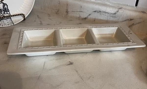 Nora Fleming Divided Serving Dish Relish 3 Part Pearl Dot Stoneware Retired - Picture 1 of 8