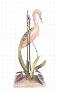 Vintage MCM Woodland Brass Long-legged Flamingo Heron Crane Figure Tropical - Picture 1 of 11