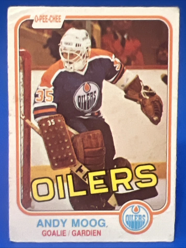 1981-82 O-Pee-Chee Andy Moog Rookie Card #120 Edmonton Oilers RC Creases - Image 1 of 4