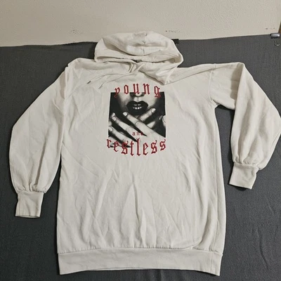 Sudadera con Capucha H&M Dividida Mediana Joven e Inquieta Blanca Gráfica Foto 1 de 4