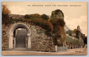 Vintage Valentines Postcard The Esplanade Steps and Shelters Rochester GB - Picture 1 of 2