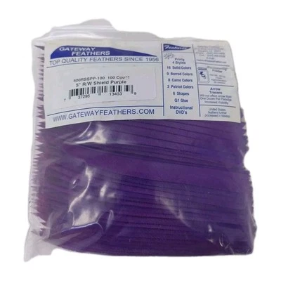 Paquete de 100 plumas Gateway 5" ala derecha: escudo púrpura 500RSSPP-100 Foto 1 de 3