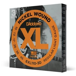 D'ADDARIO EXL110-3D ELECTRIC Guitar Strings REGULAR LIGHT 10-46 Nickel 3 SETS - Picture 1 of 12