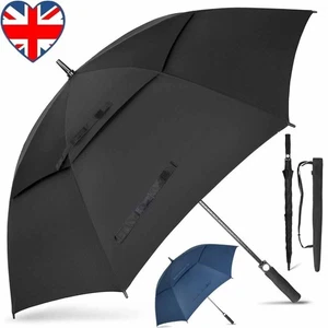 68 Inch Extra Large Golf Umbrella Windproof Double Canopy Vented Automatic Open - Picture 1 of 21