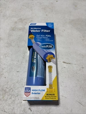 Camco RV Marine 40043 TastePure Water Carbon Filter w/Flexible Hose Protector - Image 1 of 2