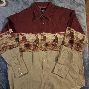 Vintage Mens Wrangler Western Pearl Snap Shirt XXL - Picture 1 of 8