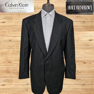 Calvin Klein Mens Blazer Sport Coat Casual Jacket 46R Flannel Wool Cashmere - Picture 1 of 7
