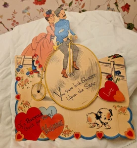Antica bicicletta vittoriana grande ruota e cucciolo grande dimensione look 3D ~ bella ~ vintage - Foto 1 di 7