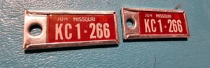Vtg 1967 MISSOURI License Plate Tag PAIR DAV Disabled American Veteran Keychain - Picture 1 of 6