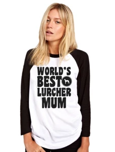 World's Best Lurcher Mum - Hund Welpe Geschenk Damen Baseball Top - Bild 1 von 3