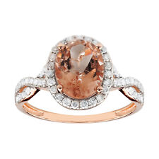 14K Solid Rose Gold with 3.01ct TW Natural Morganite and Diamond Ring