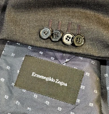 Chaqueta Blazer Ermenegildo Zegna Lana Gris Carbón Doble Ventilación Cosida Solapa 40R Foto 1 de 4