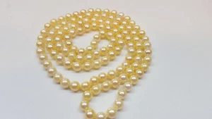Lange Perlenkette Perlencollier Akoya Perlen Kette endlos ohne Verschluß L 90 c - Picture 1 of 7